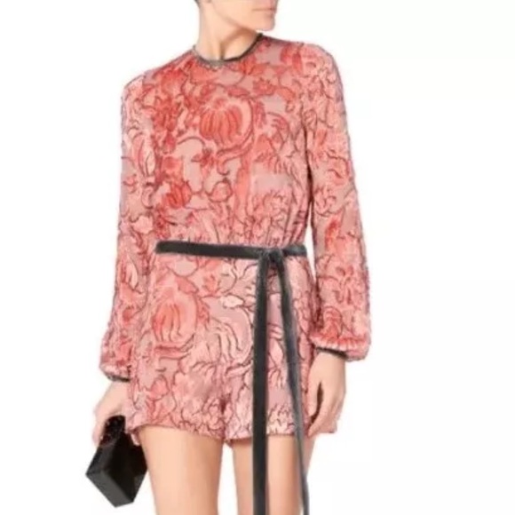 ALEXIS Rosine Velvet Pink Burnout Romper Playsuit